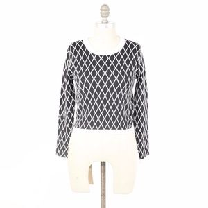 HYPR Grid-Pattern Cropped Sweater